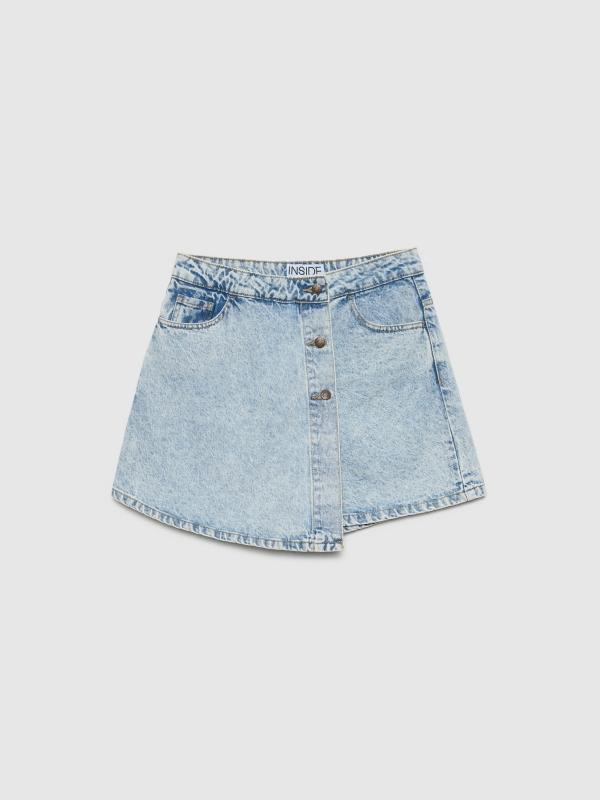 In Side Skort Denim Con Botones