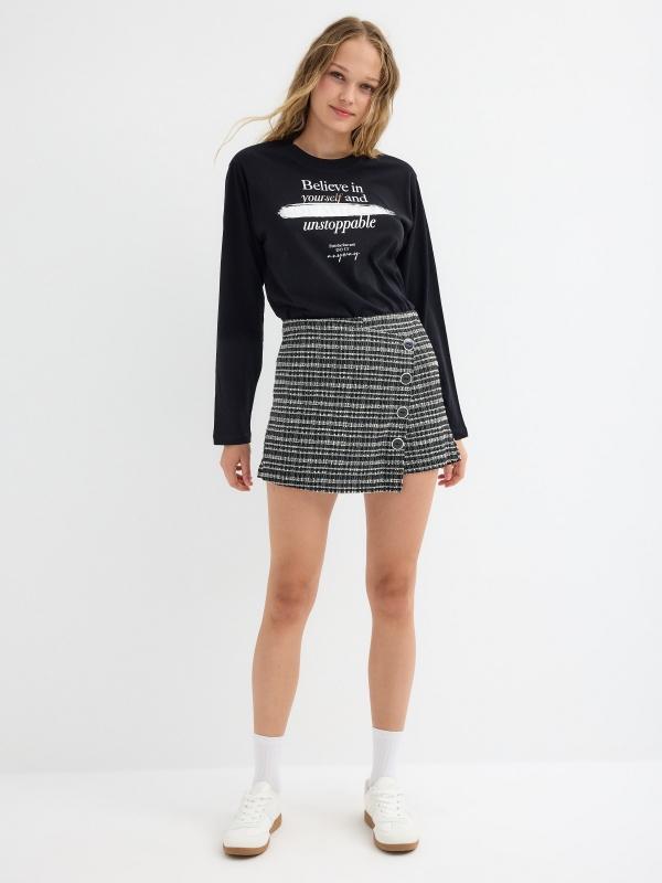 In Side Skort Jacquard Con Botones