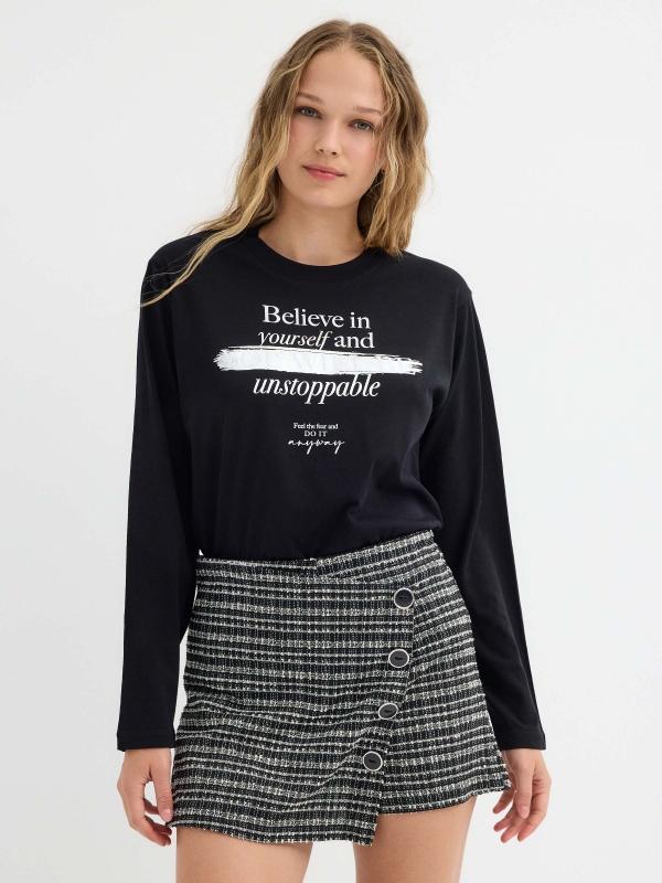 In Side Skort Jacquard Con Botones