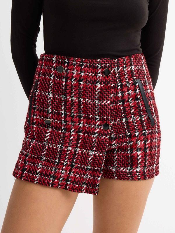 In Side Skort Tweed Con Botones