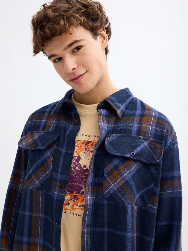 In Side Sobrecamisa De Cuadros Con Bolsillos