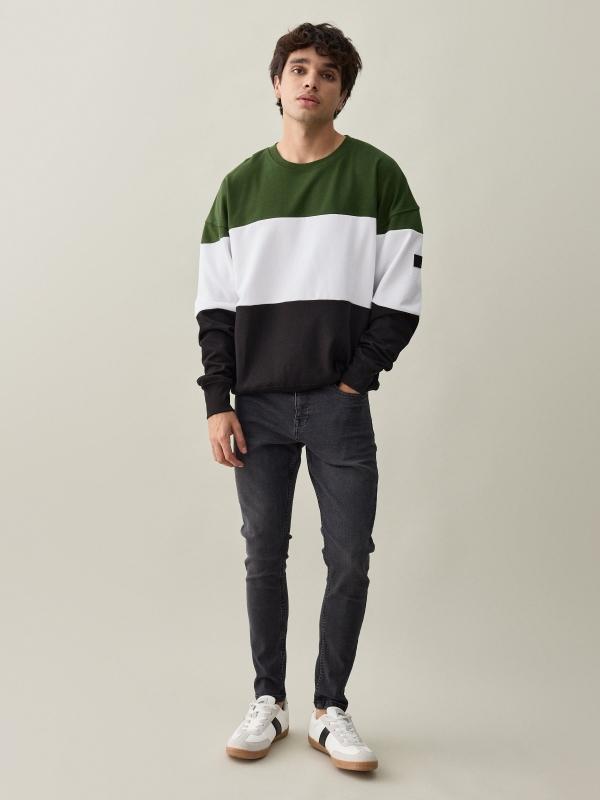 In Side Sudadera Color Block Verde