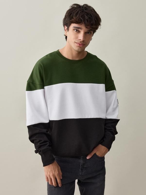 In Side Sudadera Color Block Verde