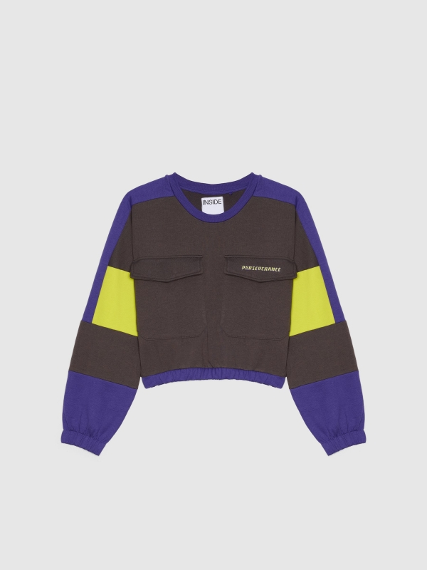 In Side Sudadera Crop Con Bolsillos