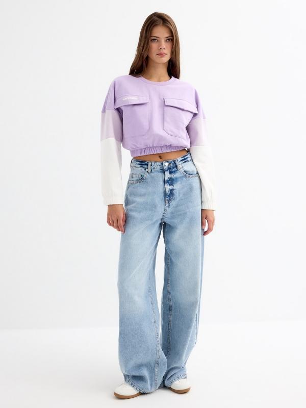 In Side Sudadera Crop Con Bolsillos