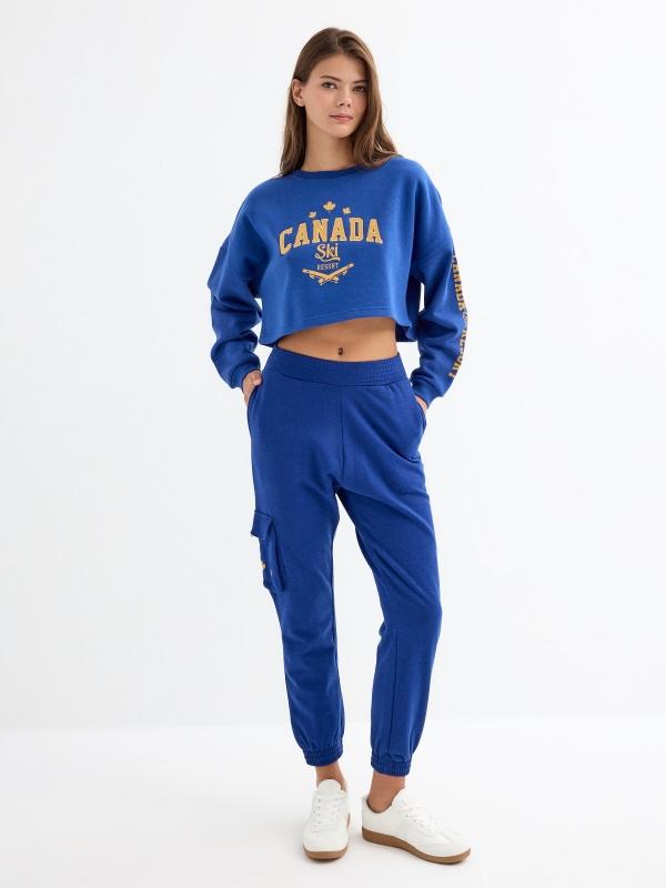 In Side Sudadera Crop Print Canadá