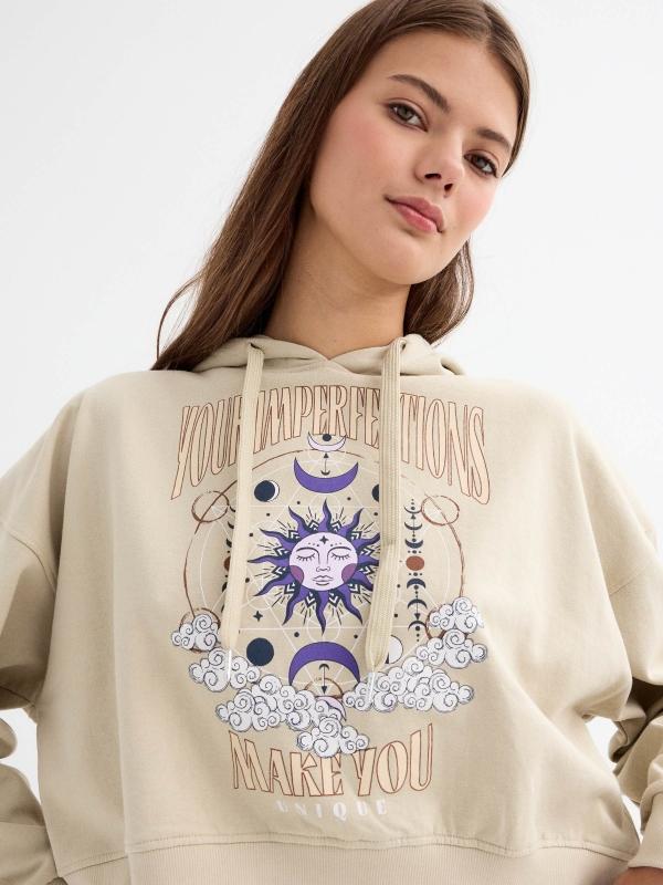 In Side Sudadera Crop Print Gráfico