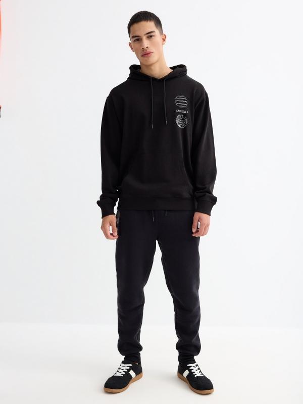 In Side Sudadera Negra Bolsillo