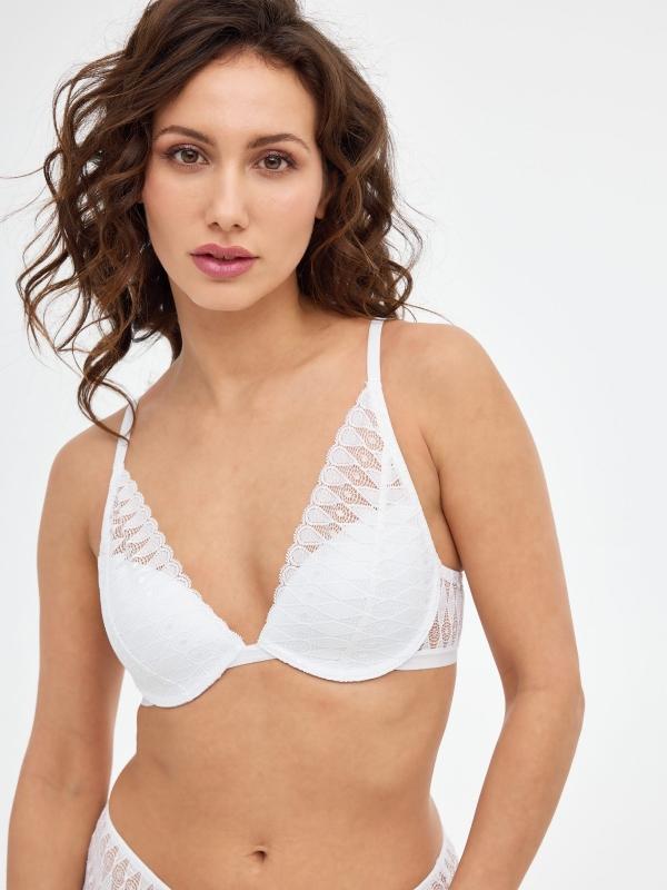 In Side Sujetador Encaje Blanco Con Aro