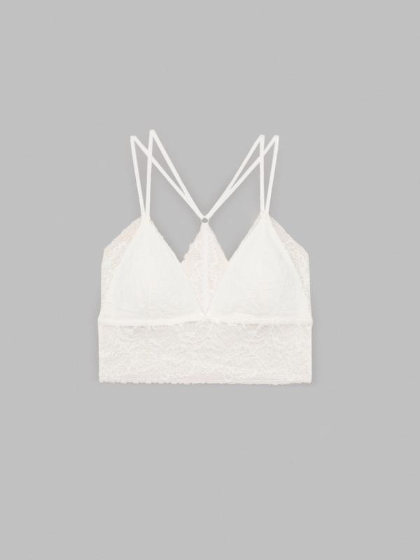 In Side Sujetador Encaje Blanco Cruzado