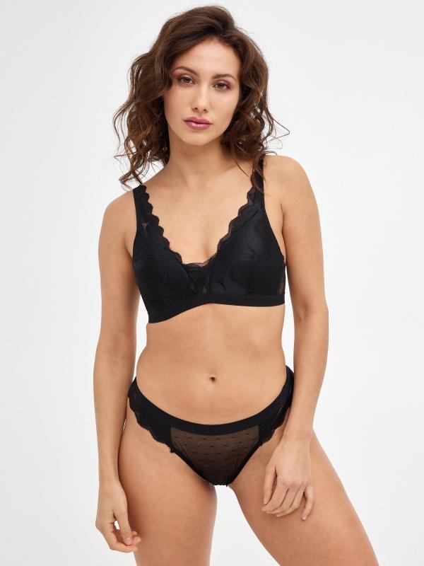 In side Sujetador encaje negro con puntillas