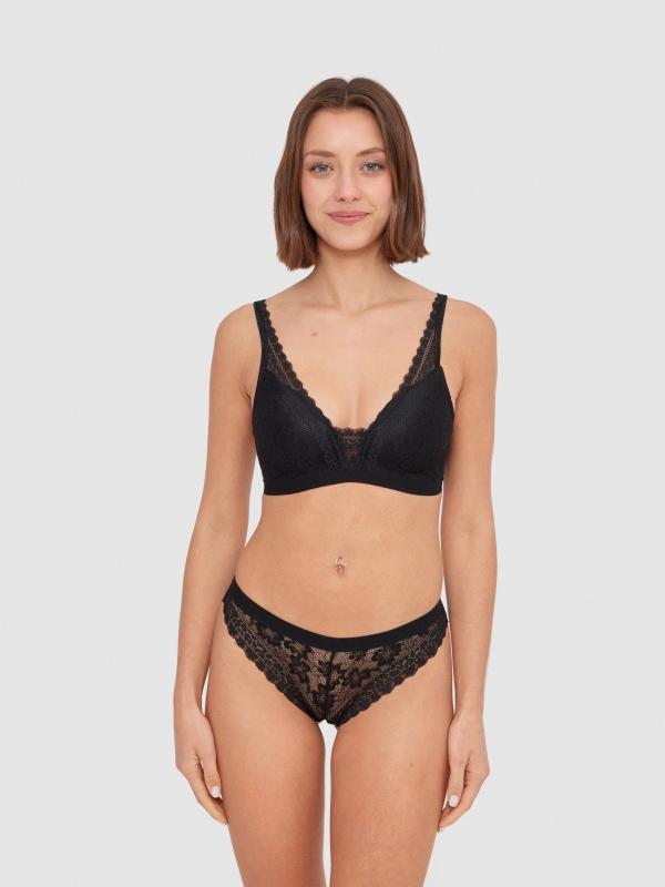In side Sujetador negro clásico de encaje