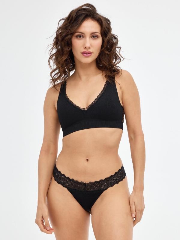 In side Tanga encaje negro