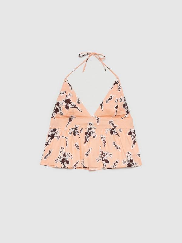 In Side Top Blusa Atado Al Cuello