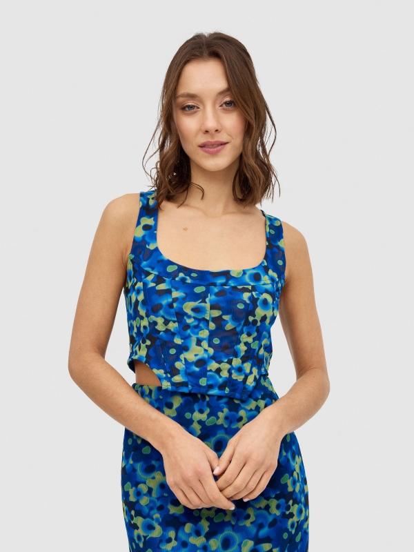 In side Top corsé de tull estampado