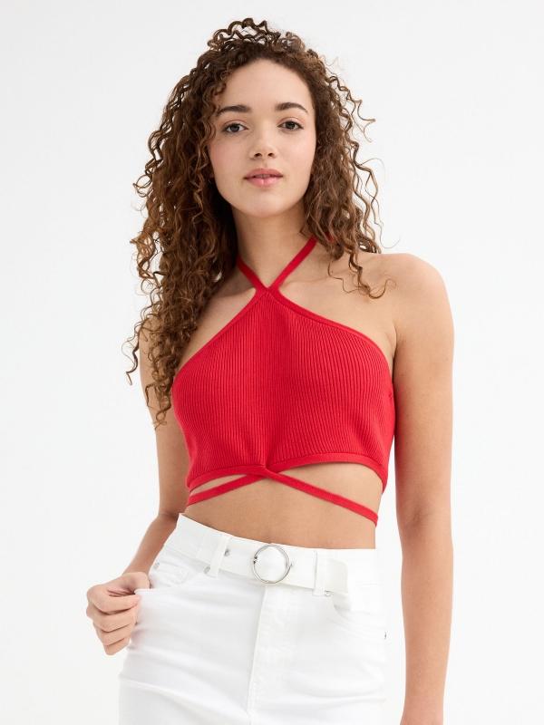 In Side Top Halter Con Tiras