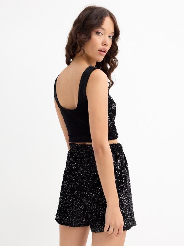 In Side Top Lentejuelas Negro