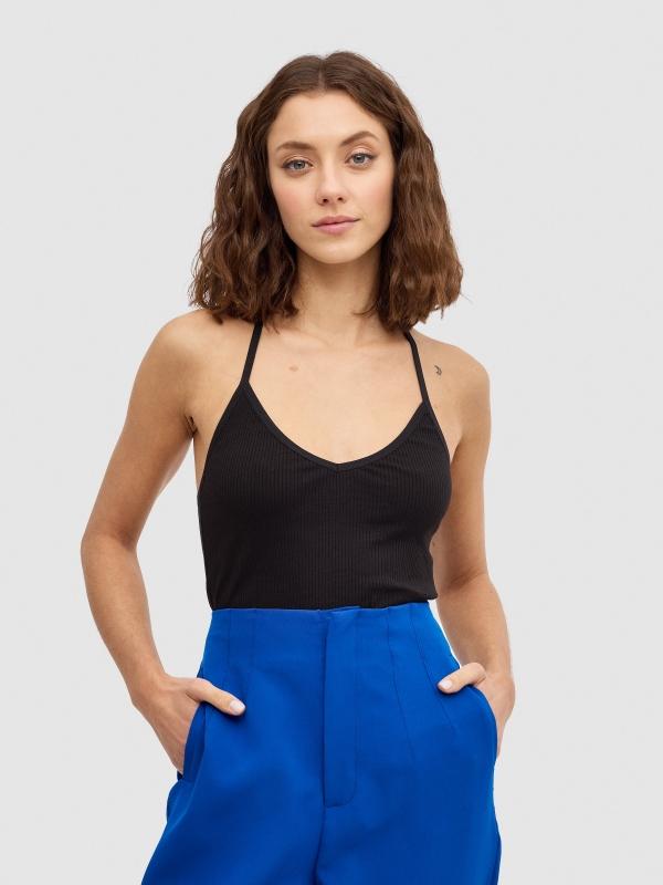 In side Top rib tirantes blonda