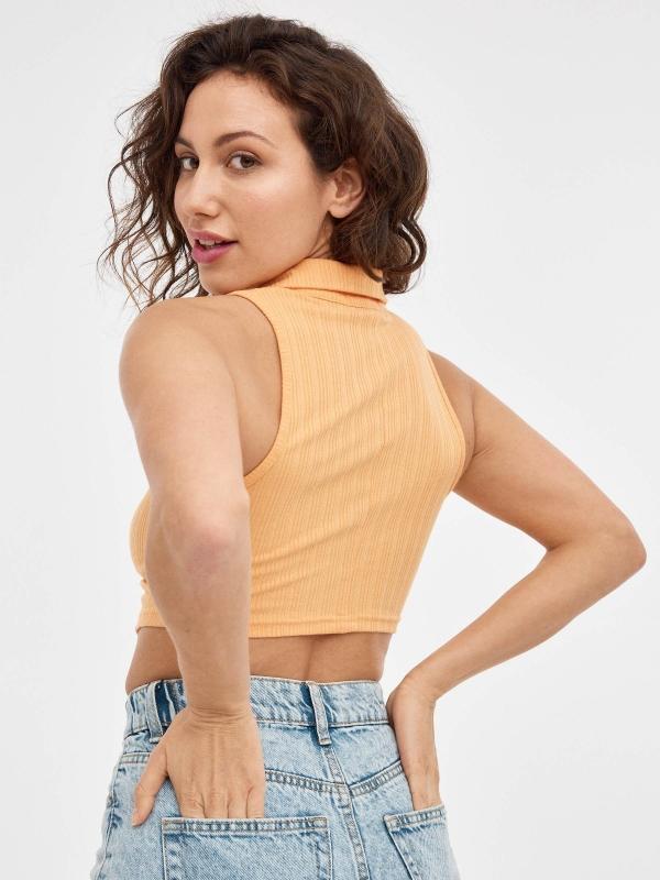 In Side Top Sin Magas Frunce Cuello Polo