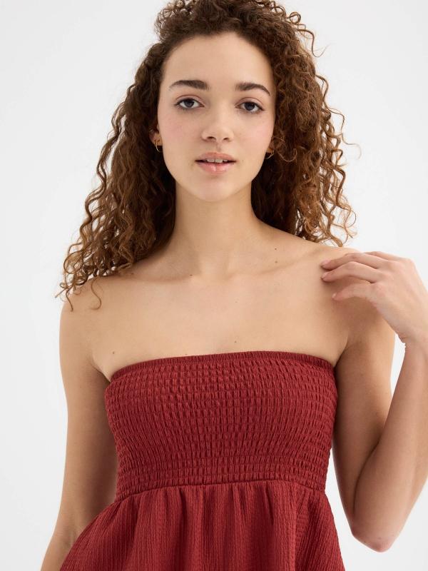 In Side Top Sin Tirantes Nido De Abeja