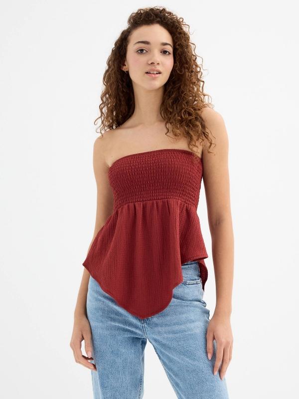 In side Top sin tirantes nido de abeja