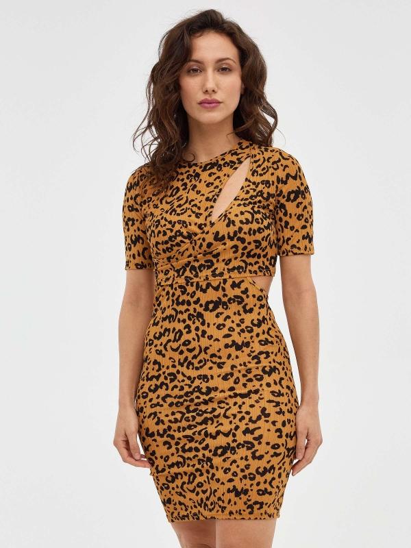 In side Vestido Animal Cut Out