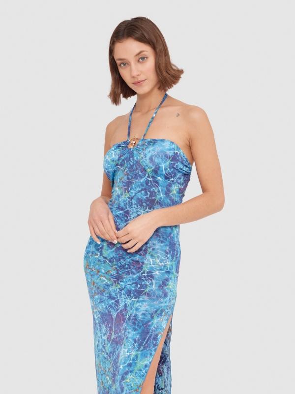 In Side Vestido Anudado Al Cuello