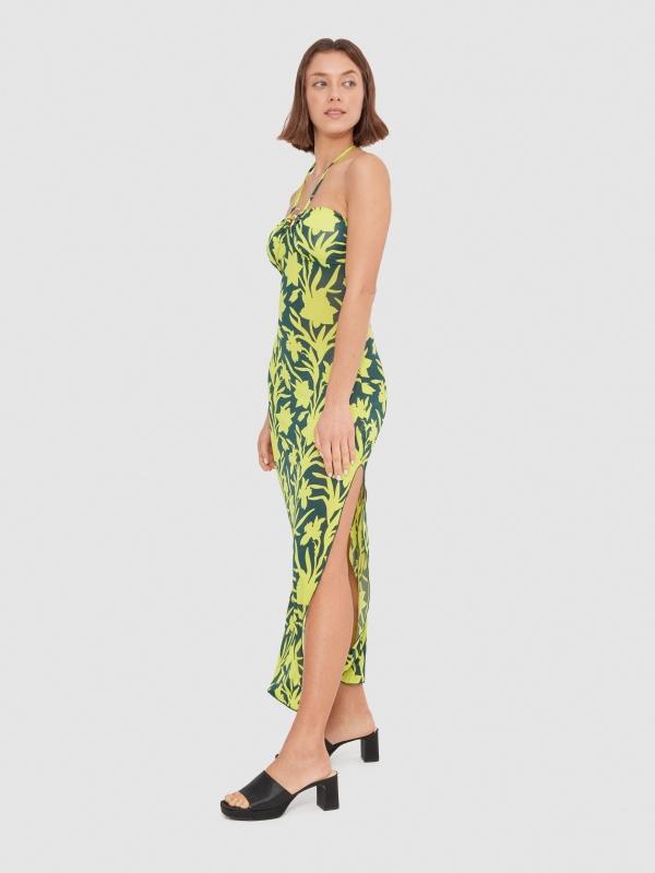 In Side Vestido Anudado Al Cuello