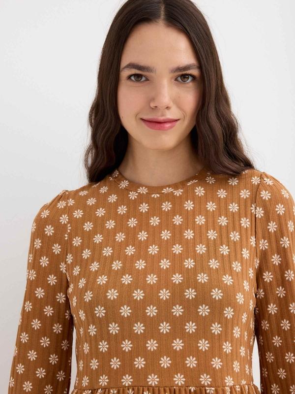 In Side Vestido Canalé Print Margaritas