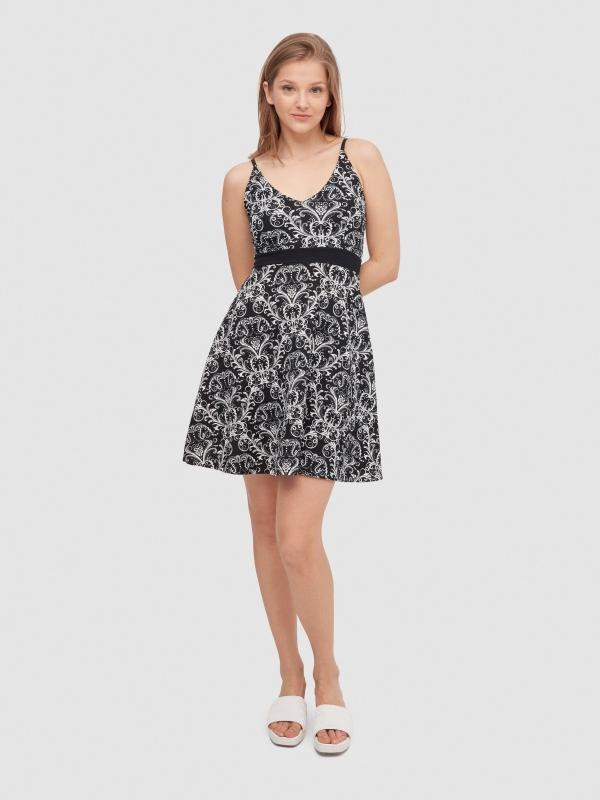 In Side Vestido Corto Cinturilla Falda Vuelo