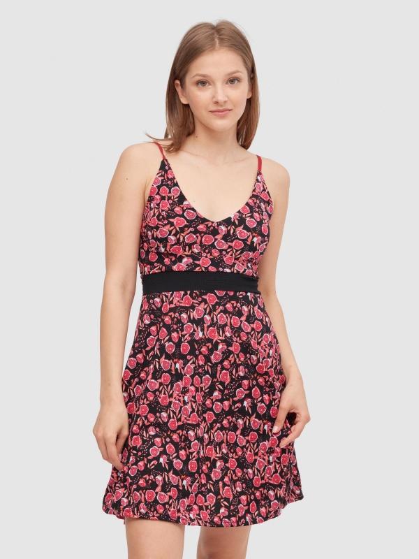 In side Vestido corto cinturilla falda vuelo