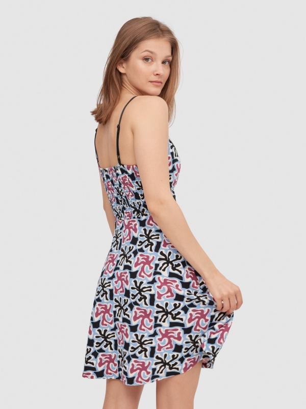 In Side Vestido Corto Estampado Cinturilla