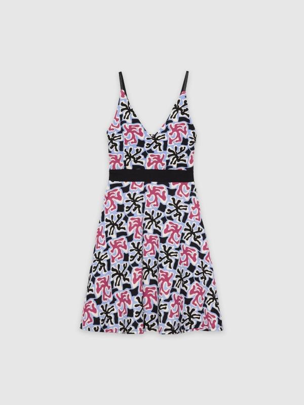 In Side Vestido Corto Estampado Cinturilla