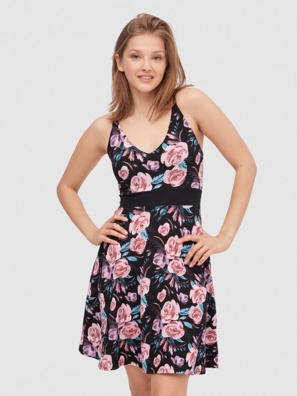 In side Vestido corto estampado cinturilla