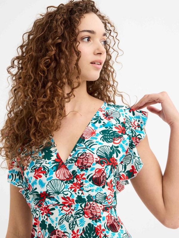 In Side Vestido Corto Volantes Concha