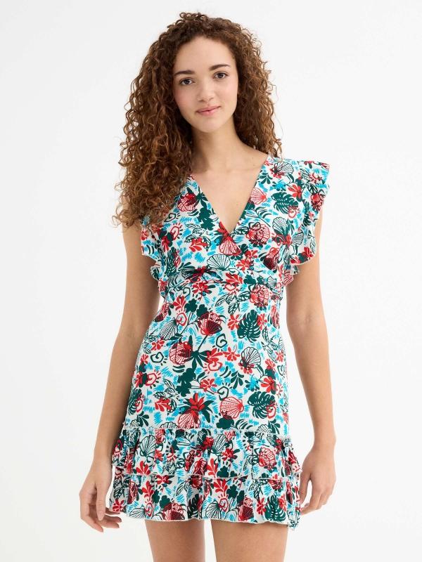 In side Vestido corto volantes concha