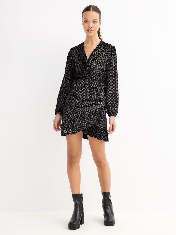 In Side Vestido Cruzado Terciopelo Brillo