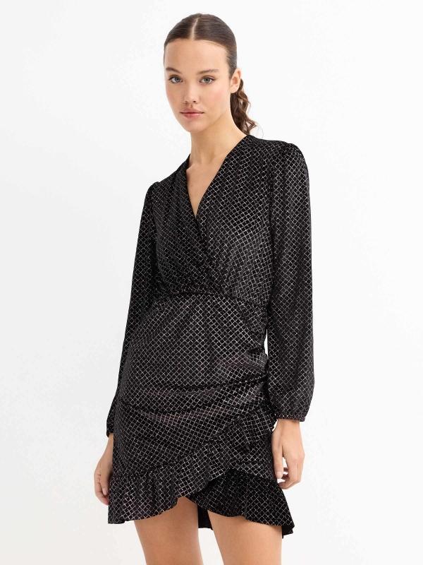 In side Vestido cruzado terciopelo brillo