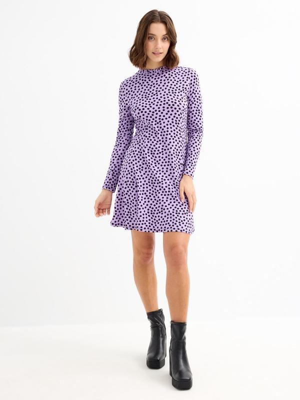 In Side Vestido Cuello Perkins Print Lunares