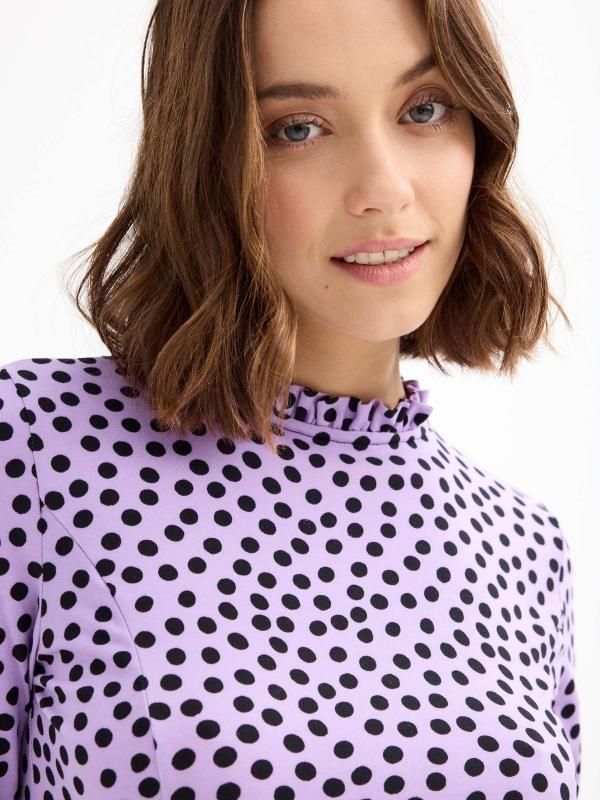 In Side Vestido Cuello Perkins Print Lunares