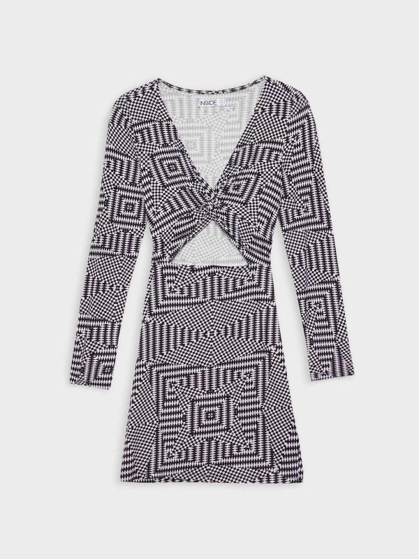 In Side Vestido Cut Out Estampado óptico