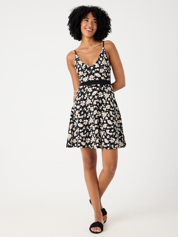 In Side Vestido Elástico Print Floral