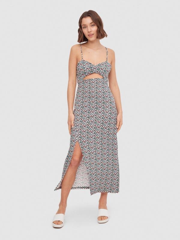 In side Vestido escote corazón tirantes