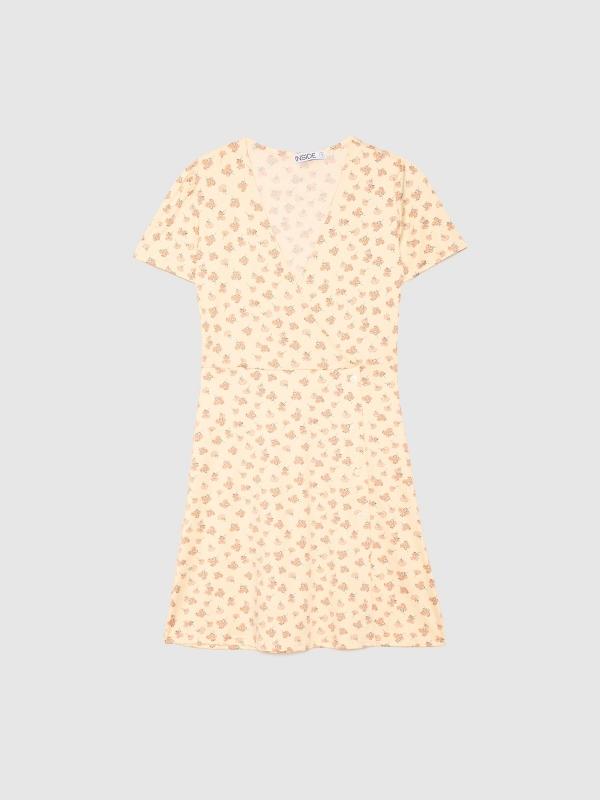 In Side Vestido Escote Cruzado Miniflores