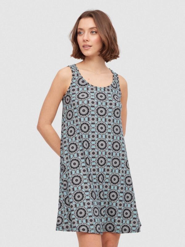In side Vestido evasé estampado flor pequeña