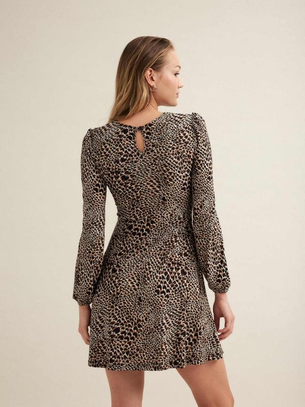 In Side Vestido Flare Animal Print Con Cut Out