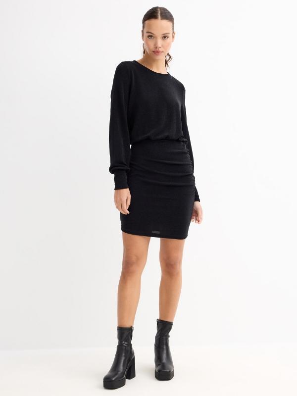 In Side Vestido Lúrex Drapeado