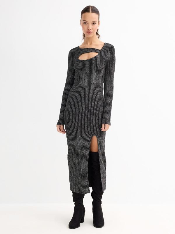 In side Vestido maxi brillo con apertura