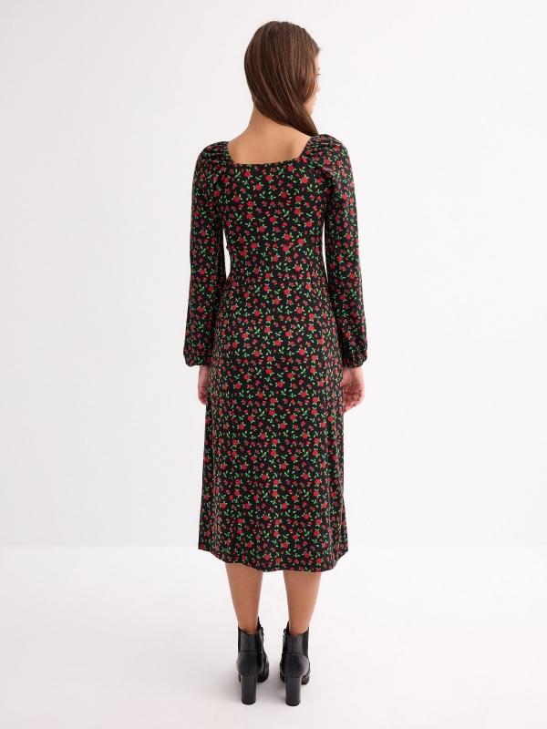 In Side Vestido Maxi Escote Corazón De Flores