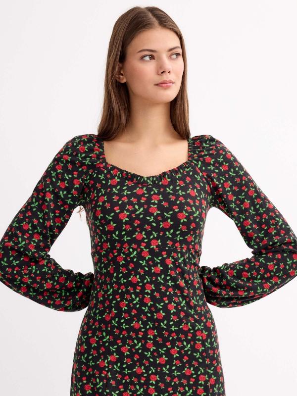 In Side Vestido Maxi Escote Corazón De Flores